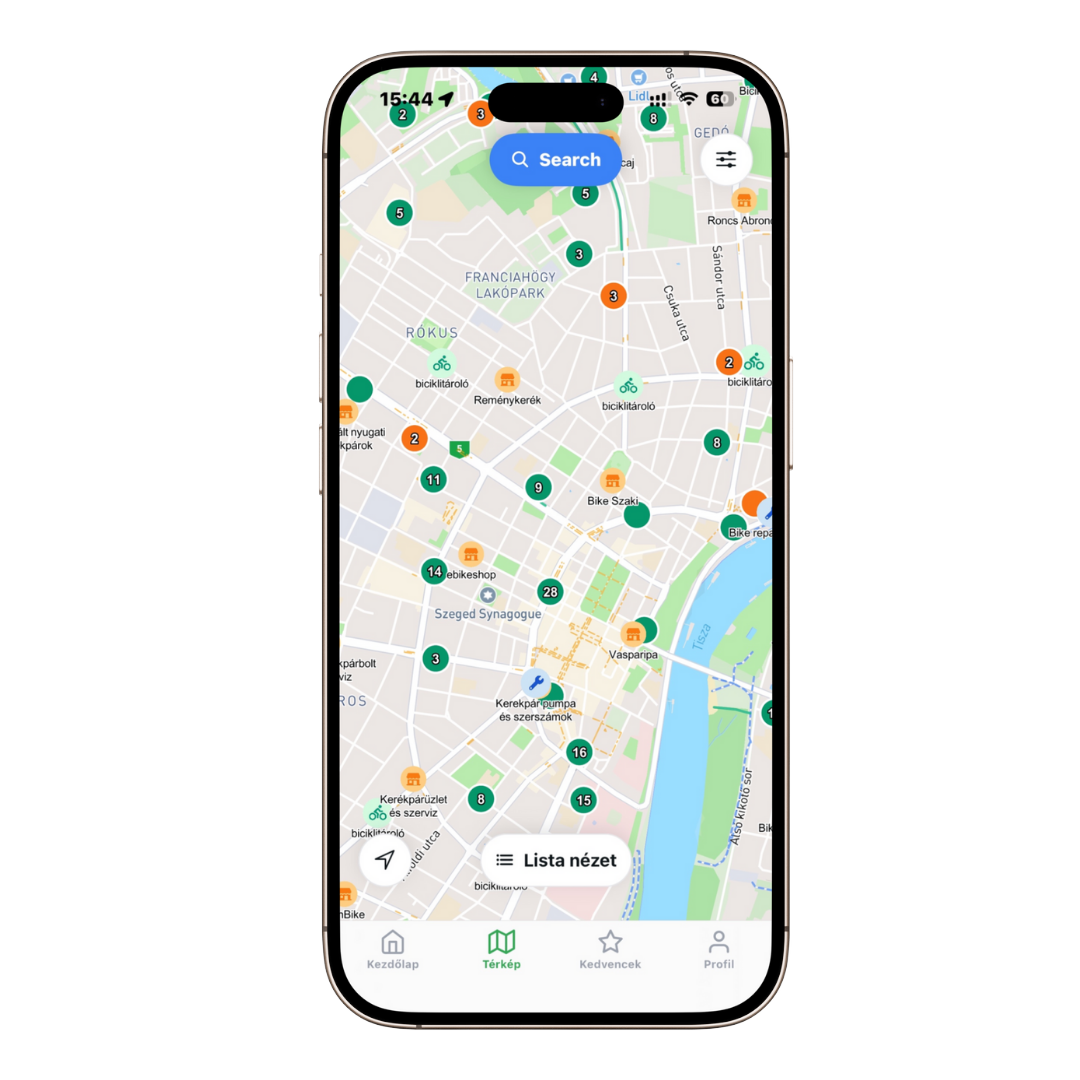ParkSafe Mobile Interface - Kerékpáros Térkép